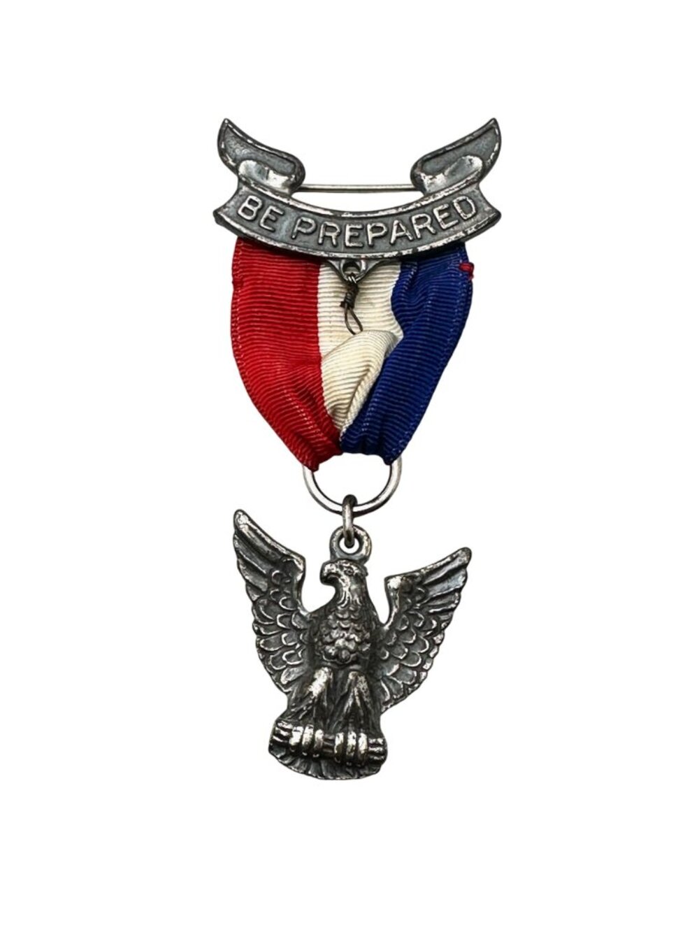 Antique Boy Scouts of America Medal Sterling Silver Eagle Be Prepared - Picture 8 of 10